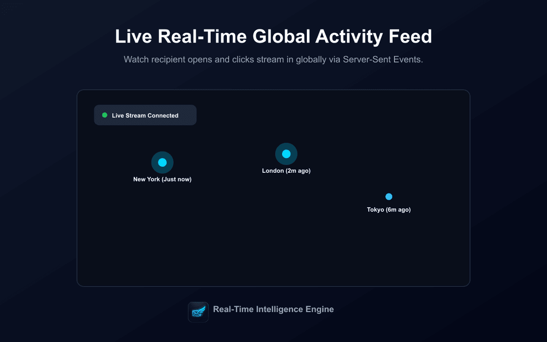 Live real-time global activity map and engagement stream