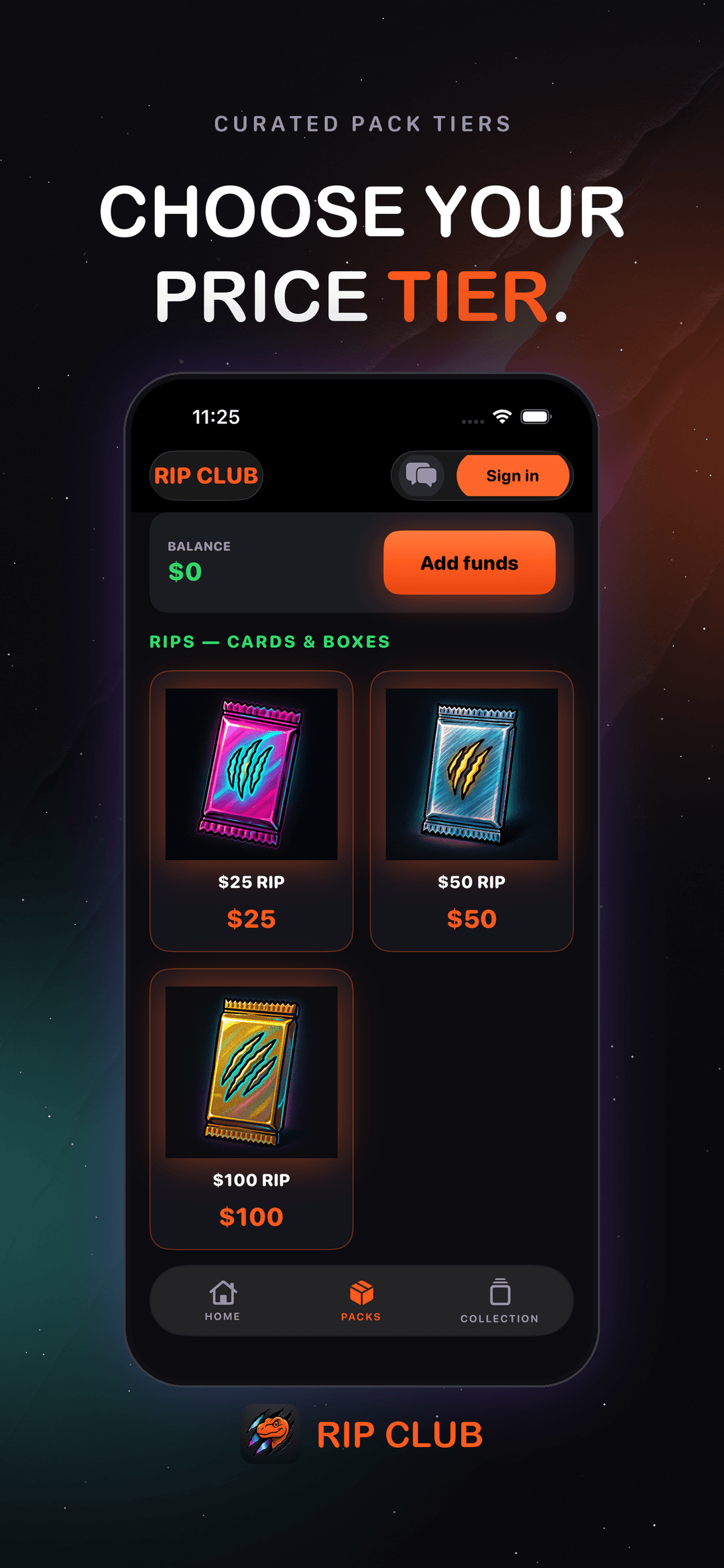 Curated booster pack price tiers